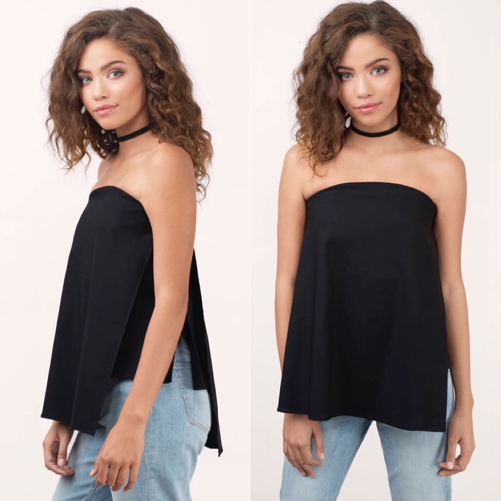 Tobi ON MY SIDE Black Blouse Top Strapless S